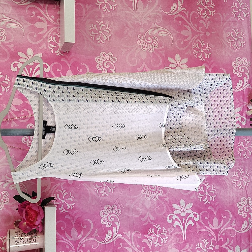White House Black Market White and Black Blouse